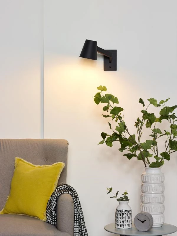 Lucide MIZUKO - Wall light - 1xE14 - Black - atmosphere 1